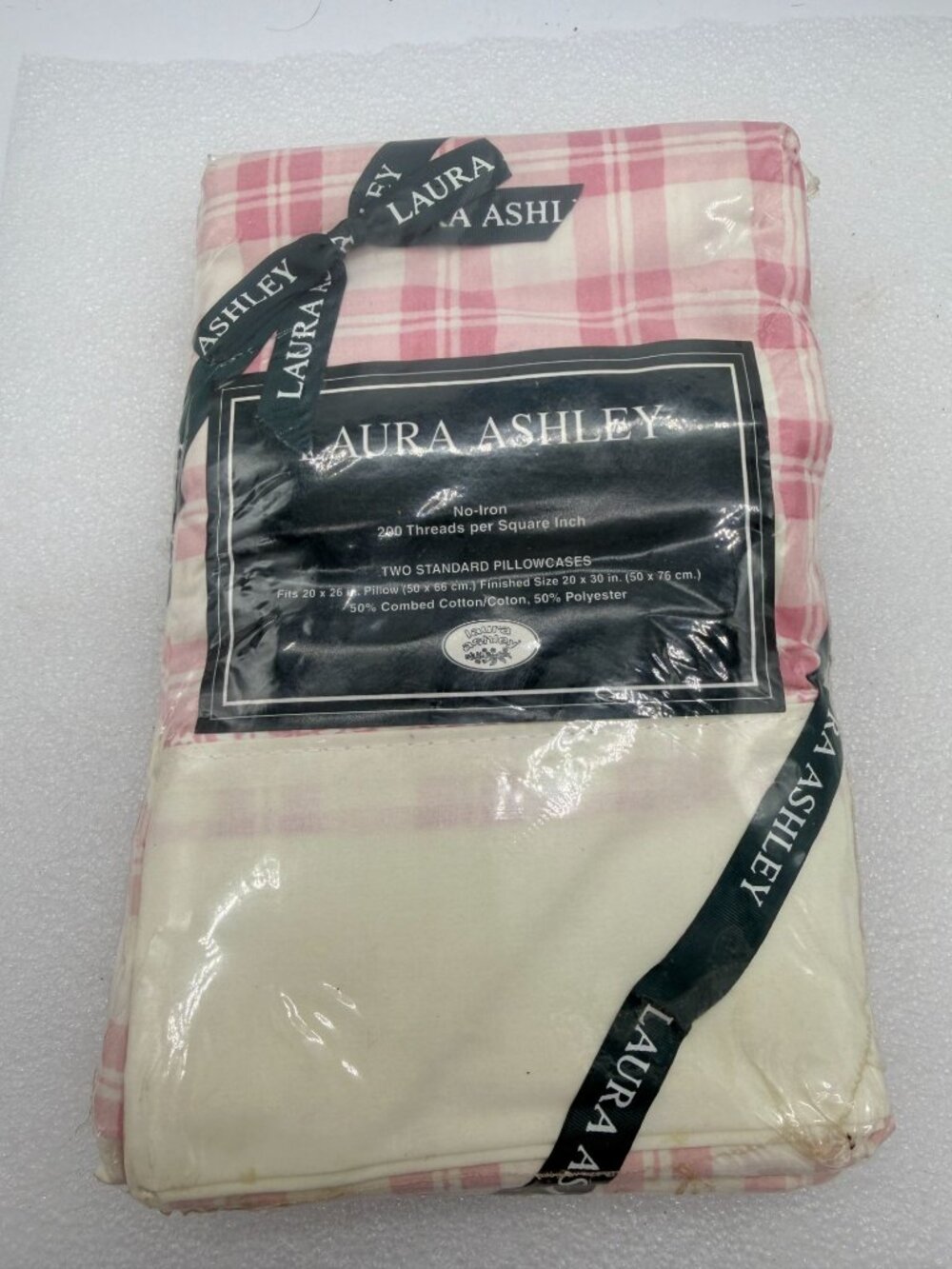 Vintage Laura Ashley Hampton Rose Pink Gingham Standard Pillowcases